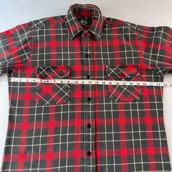 Timber Trail Vintage Heavyweight Plaid Flannel Shirt men's size Medium red gray - Picture 3 of 7